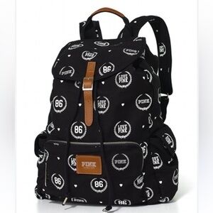 PINK Victoria's Secret Black and White Patterned Backpack